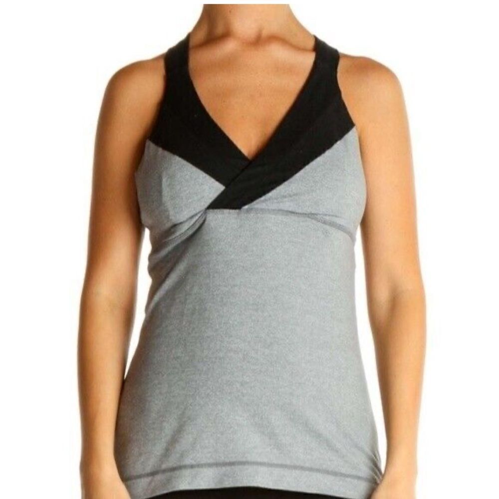 LULULEMON Deep Breath Tank Top Gray Black Size 4